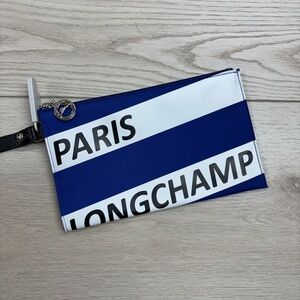 NWT Longchamp Paris Blue and White Wristlet Pouch